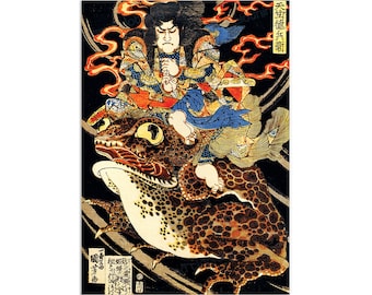 ukiyo様 Ukiyo-e Print: Samurai Riding Giant Toad by Kuniyoshi (A3) - Etsy