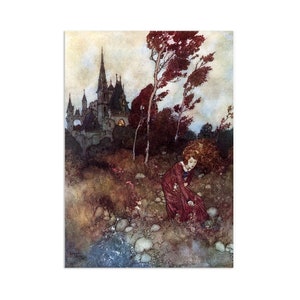 Schrulliger Vintage Kunstdruck Poster Wand Antik Buch Illustration Wind es Märchen Edmund Dulac Prinzessin Viktorianisch Edwardian Schön Niedlich A3
