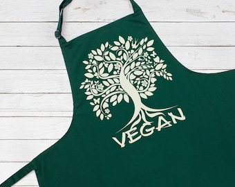 Vegan Apron Tree Of Life Animals Earth Climate Change Herbivore Women&#39;s Men&#39;s Full Length One Size Printed Baking Cooking Apron Gift Gifts