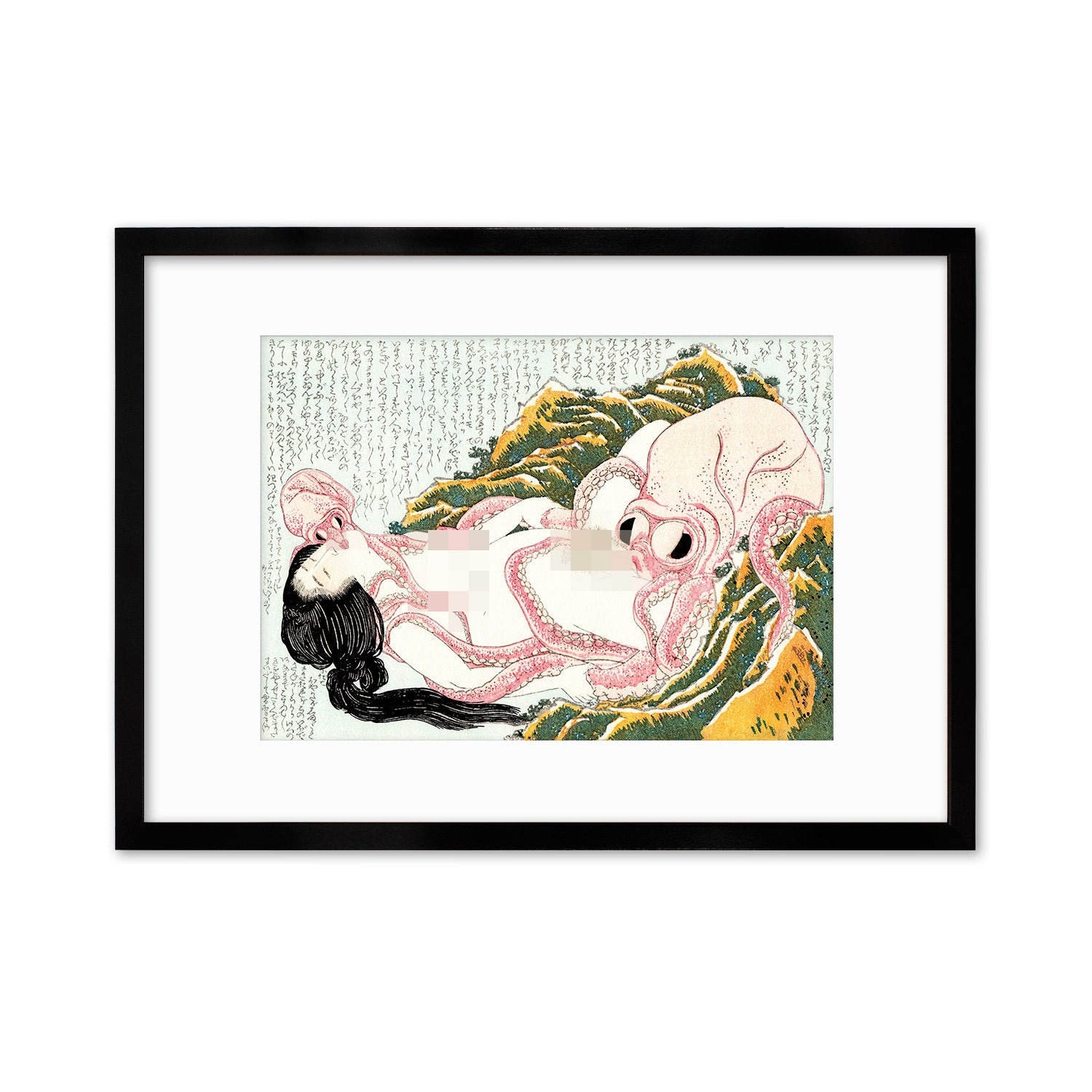 日本の春画アート 額装 浮世絵 壁飾り プリント ポスター 木版画 海女