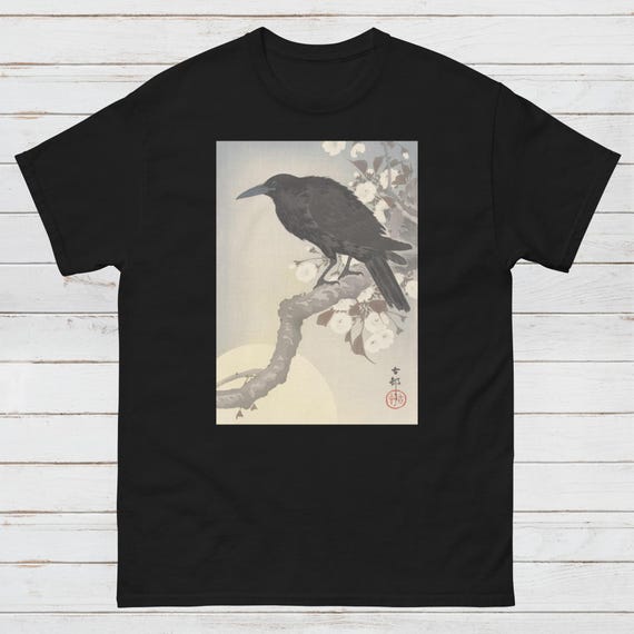 Ukiyo-e Crow T-Shirt | Japanese Woodblock Art by Ohara Koson