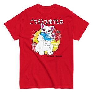 日本の猫と魚のTシャツ、面白いアニメグラフィックTシャツ