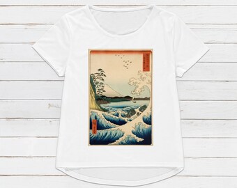 浮世絵波Tシャツ：広重富士山木版画 - Etsy 日本