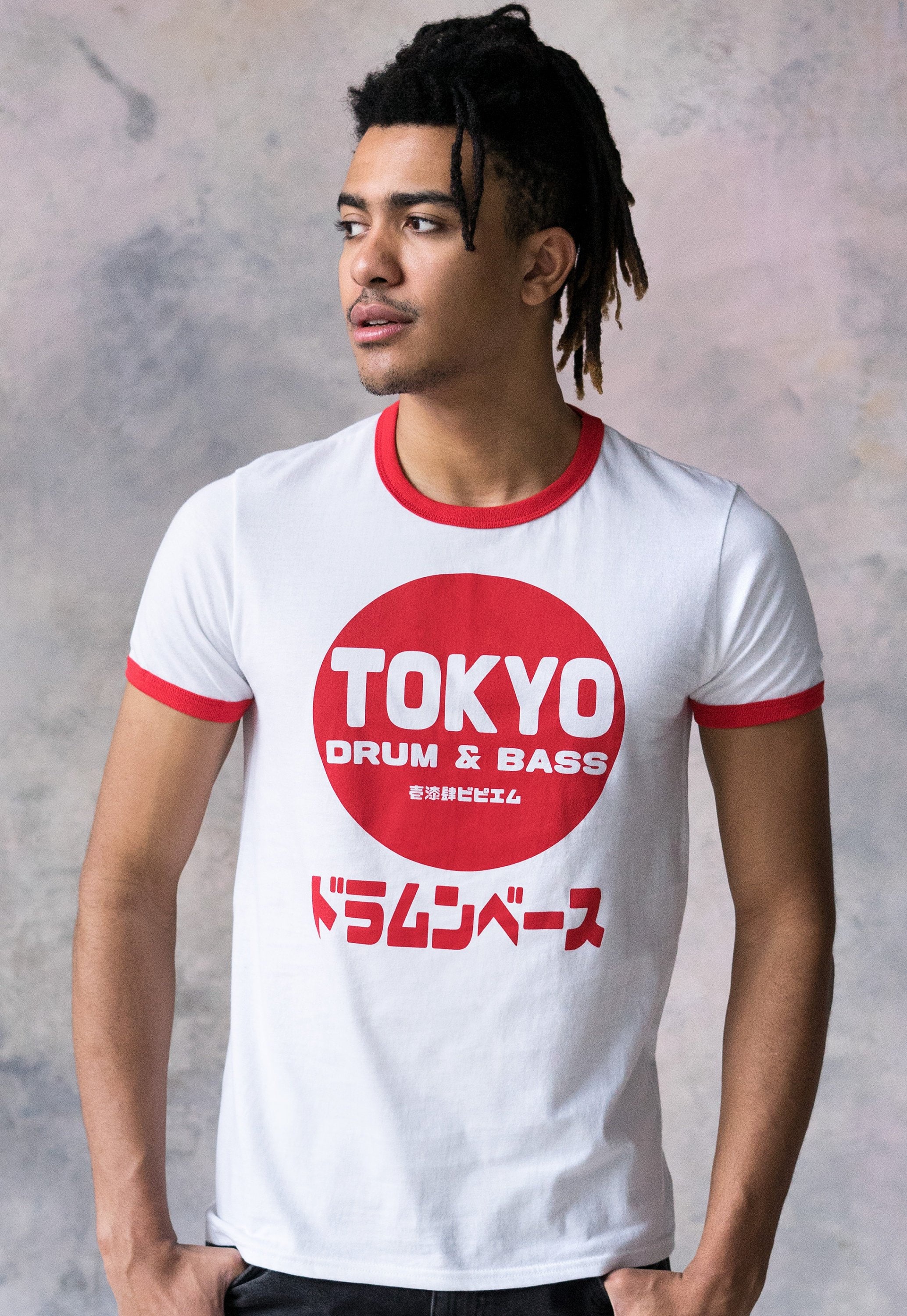 Tokyo Drum Bass Ringer T Shirt Japanese Writing Japan 174 BPM