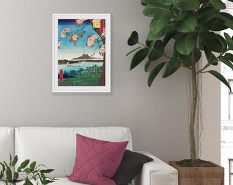 Japanese Ukiyo-e Cherry Blossom Art Print, Hiroshige Woodblock (A3