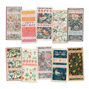Elegante William Morris Art Cartões de felicitações Aniversário Parabéns Luxo Longo Conjunto de 10 Cartões Impressão Morango Ladrão Flores Art Nouveau DL