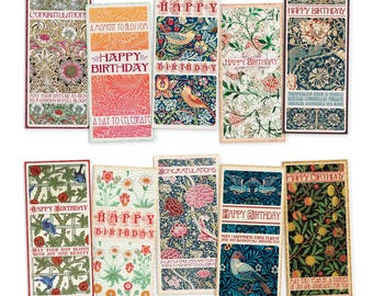William Morris Art Greeting Cards, Set of 10, Birthday & Congratulations