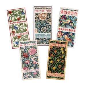 Elegante William Morris Art Cartões de felicitações Aniversário Parabéns Luxo Longo Conjunto de 5 Cartões Impressão Jasmim Pássaro Folha Flores Art Nouveau DL