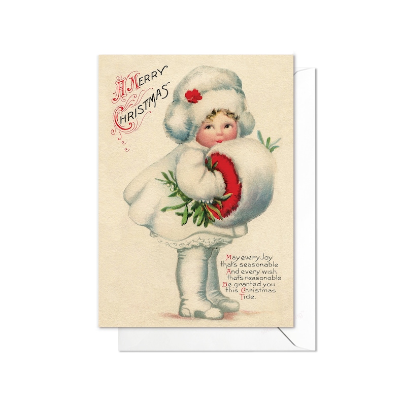 Victorian Greeting Cards Christmas Card Set Xmas Tree New Year Winter Edwardian English British Vintage Old Retro Santa Cute Adorable F09 image 2