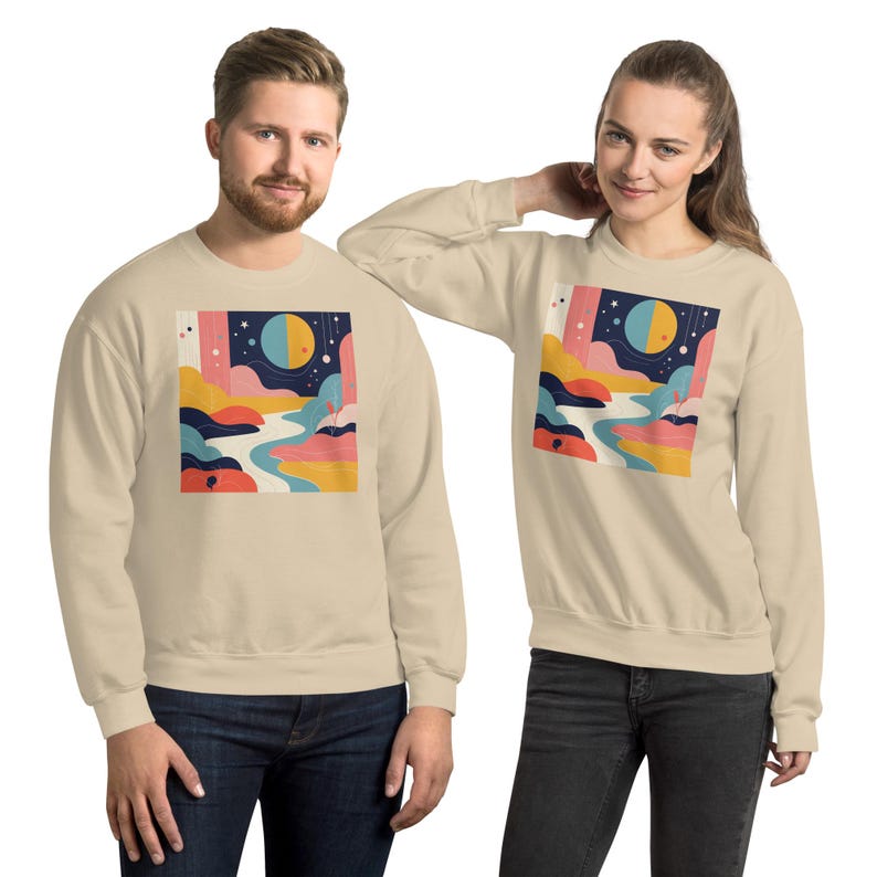 Abstract Landscape Print Sweatshirt, Modern Geometric Pullover - Etsy