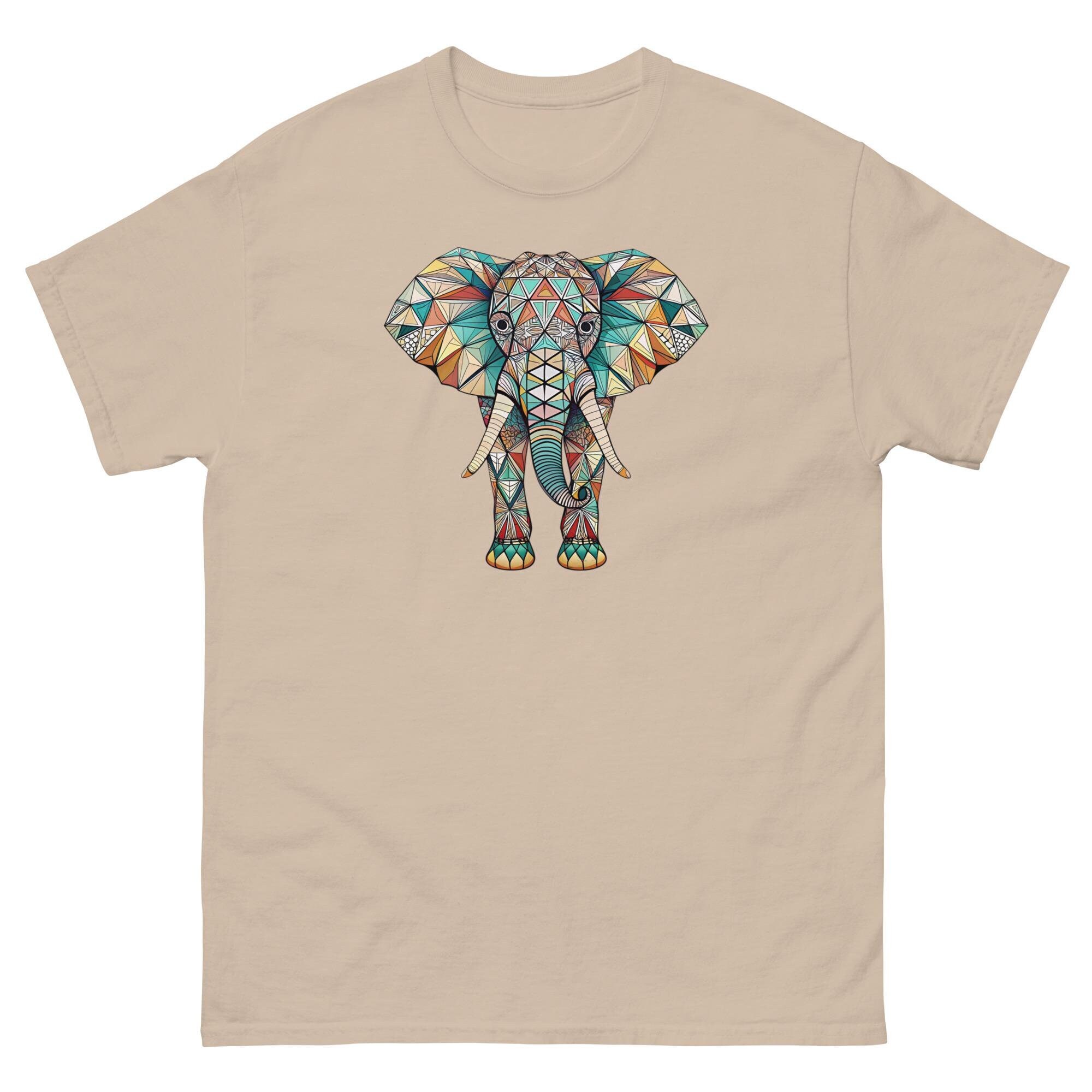 Elephant Graphic Print T Shirt Mens Women Unisex Animal Wildlife Boho Sacred Mandala Geometric Ethnic Art Minimalist Indian Asian Safari Tee