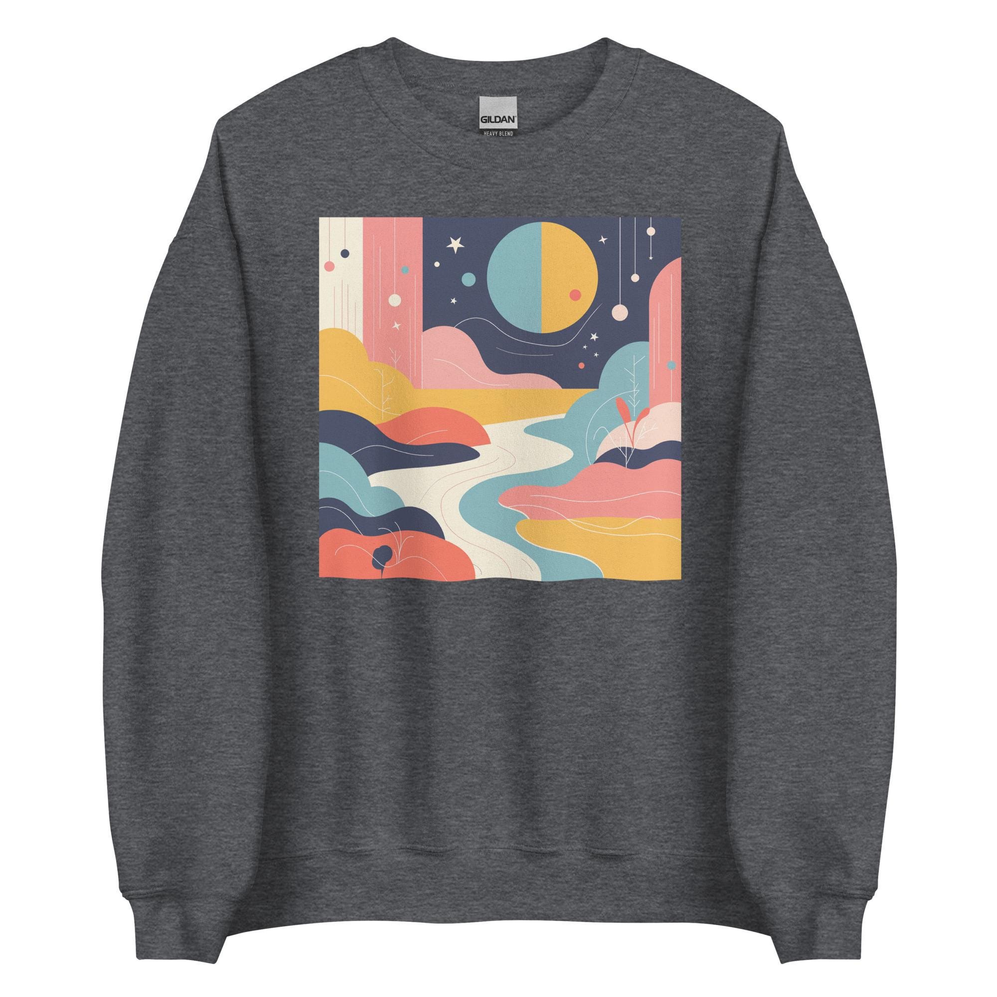 Abstract Landscape Print Sweatshirt, Modern Geometric Pullover - Etsy