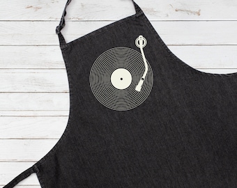 Baking Cooking Apron LP Vinyl Record Player Turntable Music DJ DnB Minimalist Womens Mens Full Long One Size Unique Printed Birthday Gift
