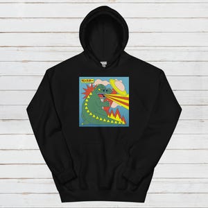 Japanese Kawaii Monster UFO Hooded Top Mens Womens Unisex Kaiju Reptile Anime Manga Funny Cartoon Cute Chibi Retro Hoodie Tokyo Horror Geek