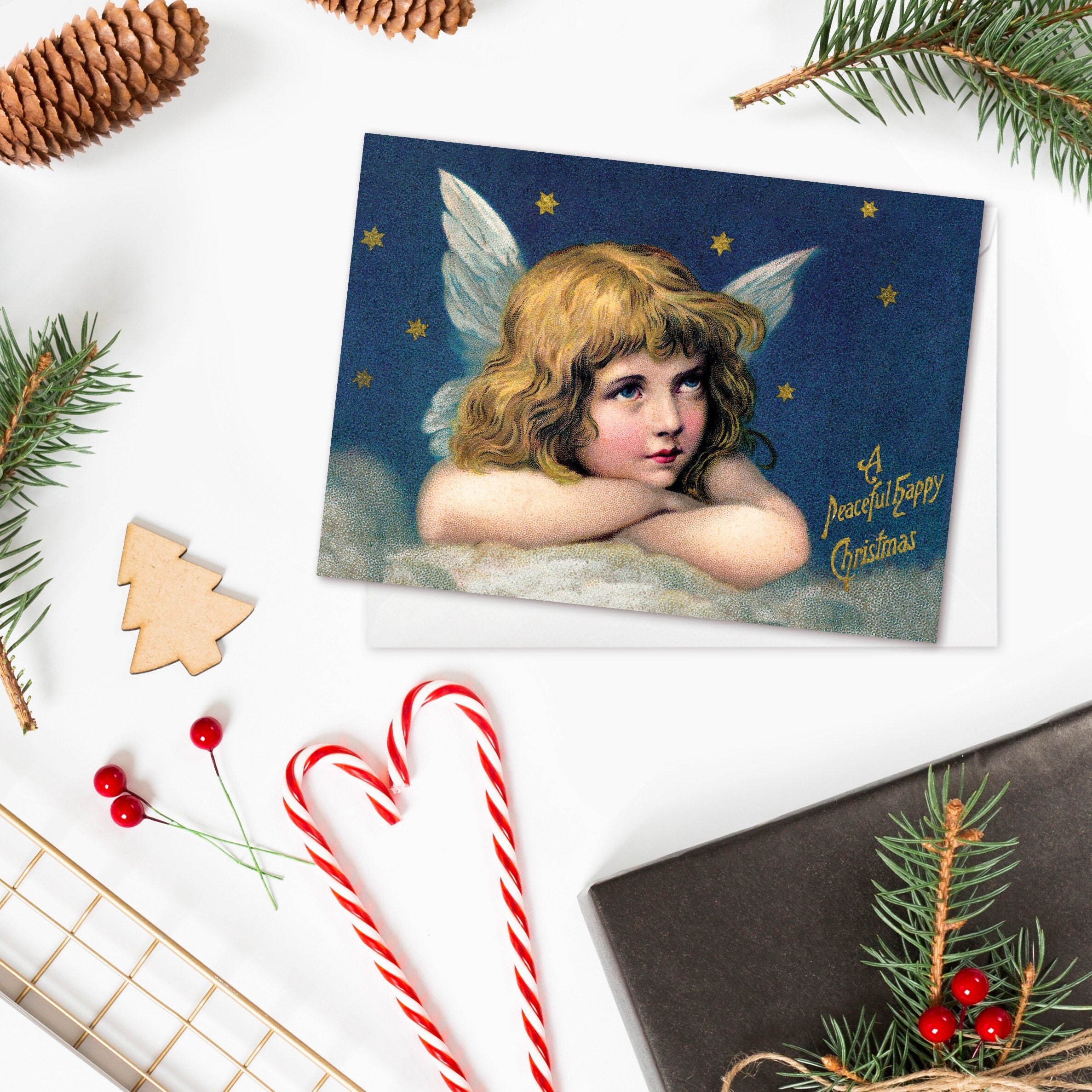 Victorian Greeting Cards Christmas Card Set Xmas Tree New Year - Etsy