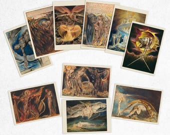 William Blake Art Postcards Set of 10 Romantic Prints Pack Mythic Biblical Dante Ancient of Days Vintage Aesthetic Illustration Gothic Cards
