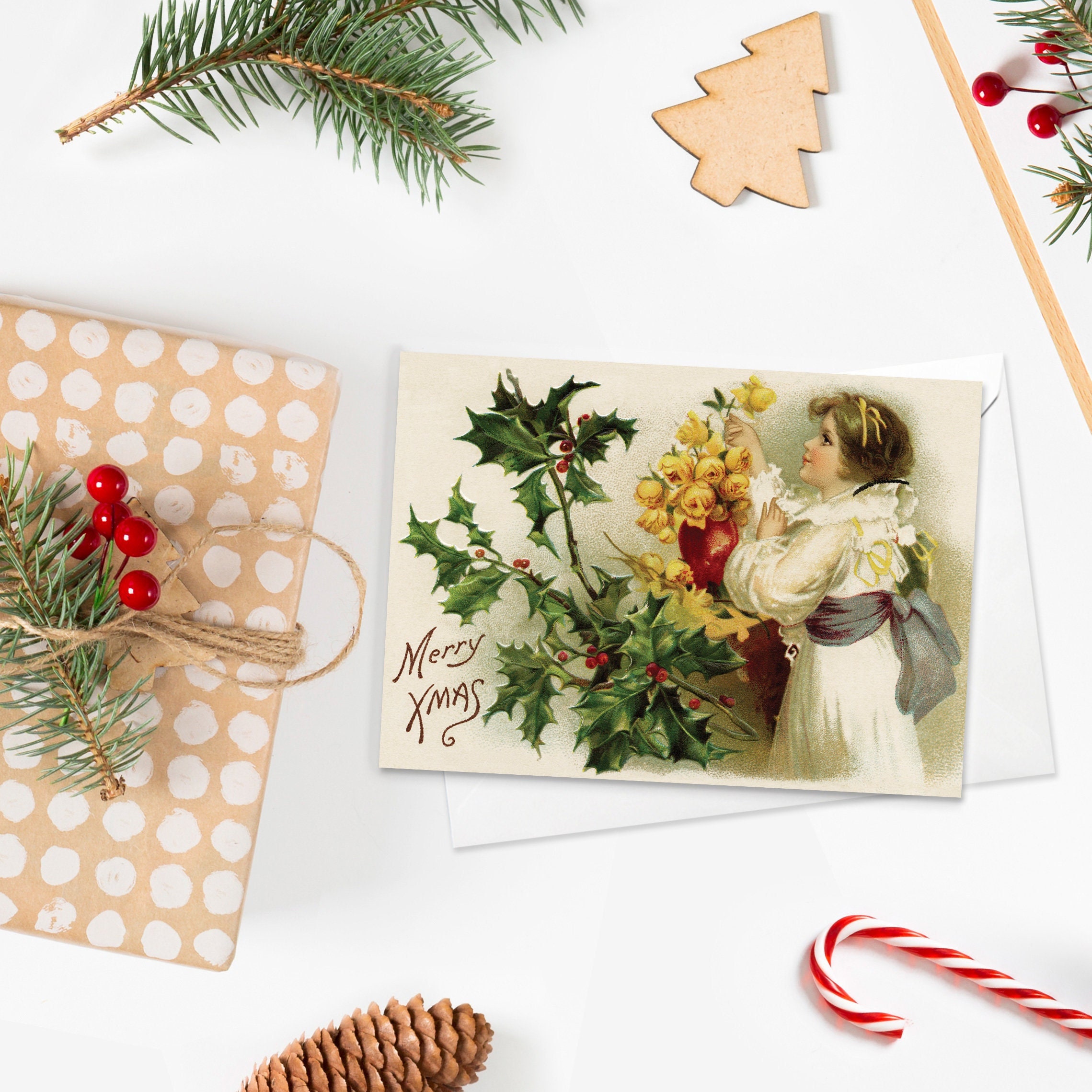 Victorian Greeting Cards Christmas Card Xmas Tree New Year - Etsy