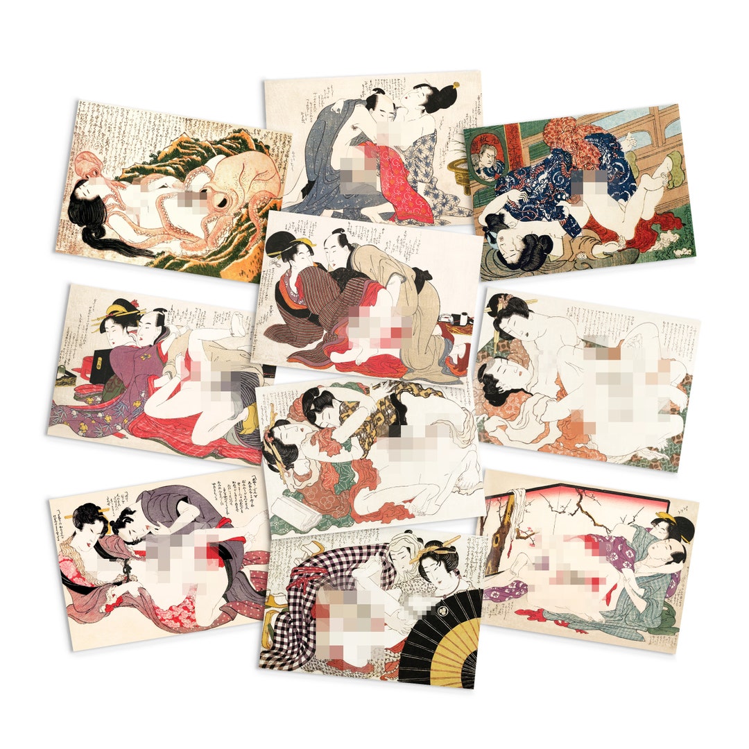 Shunga Erotic Japanese Ukiyo-e Art Postcards Set of 10 photo