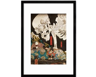 Skeleton Spectre Japanese Framed Mounted Ukiyo-e Wall Decor