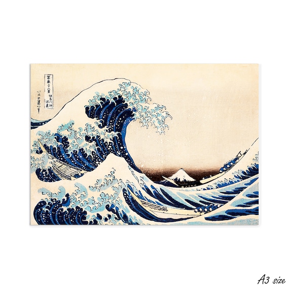 Hokusai Great Wave Print, Japanese Ukiyo-e Woodblock Art (A3/A2