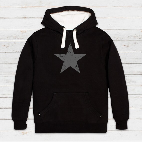 Star Distressed Print Hoodie Retro Vintage Style Geometric