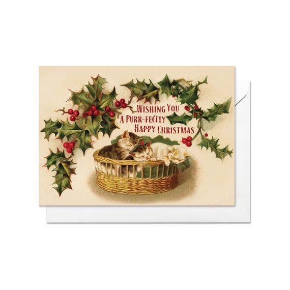 Vintage Weihnachtskarte Im Edwardianischen Stil – Mit Umschlag, 12,5x17,5 Cm, Für Persönliche Grüße