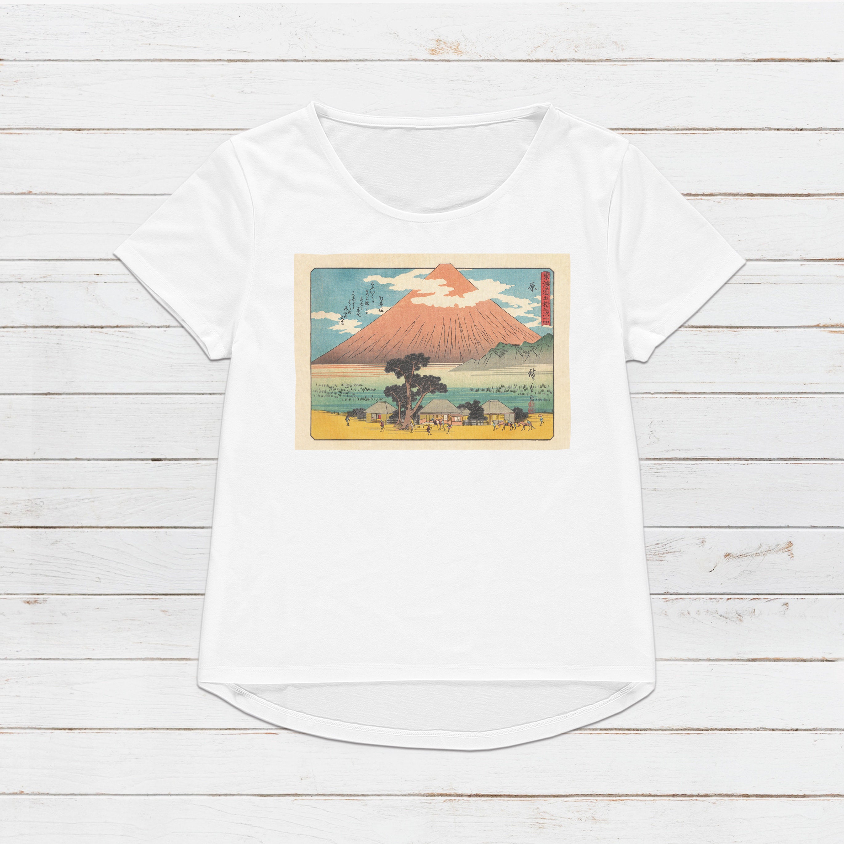 Japanese Ukiyo-e T Shirt Woodblock Art Hiroshige Mount Fuji