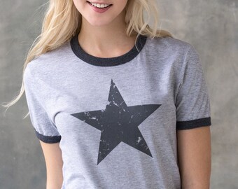 Tシャツ・カットソー DNSR Heart Stamp Ringer T-Shirt 5SH128 Star Ringer T Shirt - Minimalist Abstract Geometric