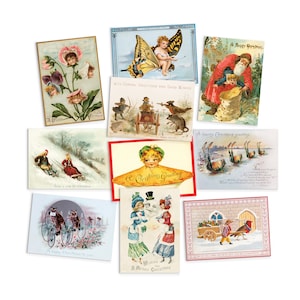 Viktorianische Weird Kunst Postkarten Set 10 Weihnachten X-mas Weihnachtskarten Postkarten Pack Druck Edwardian Ära Ästhetisches Lustig Süß Einzigartiges Geschenk