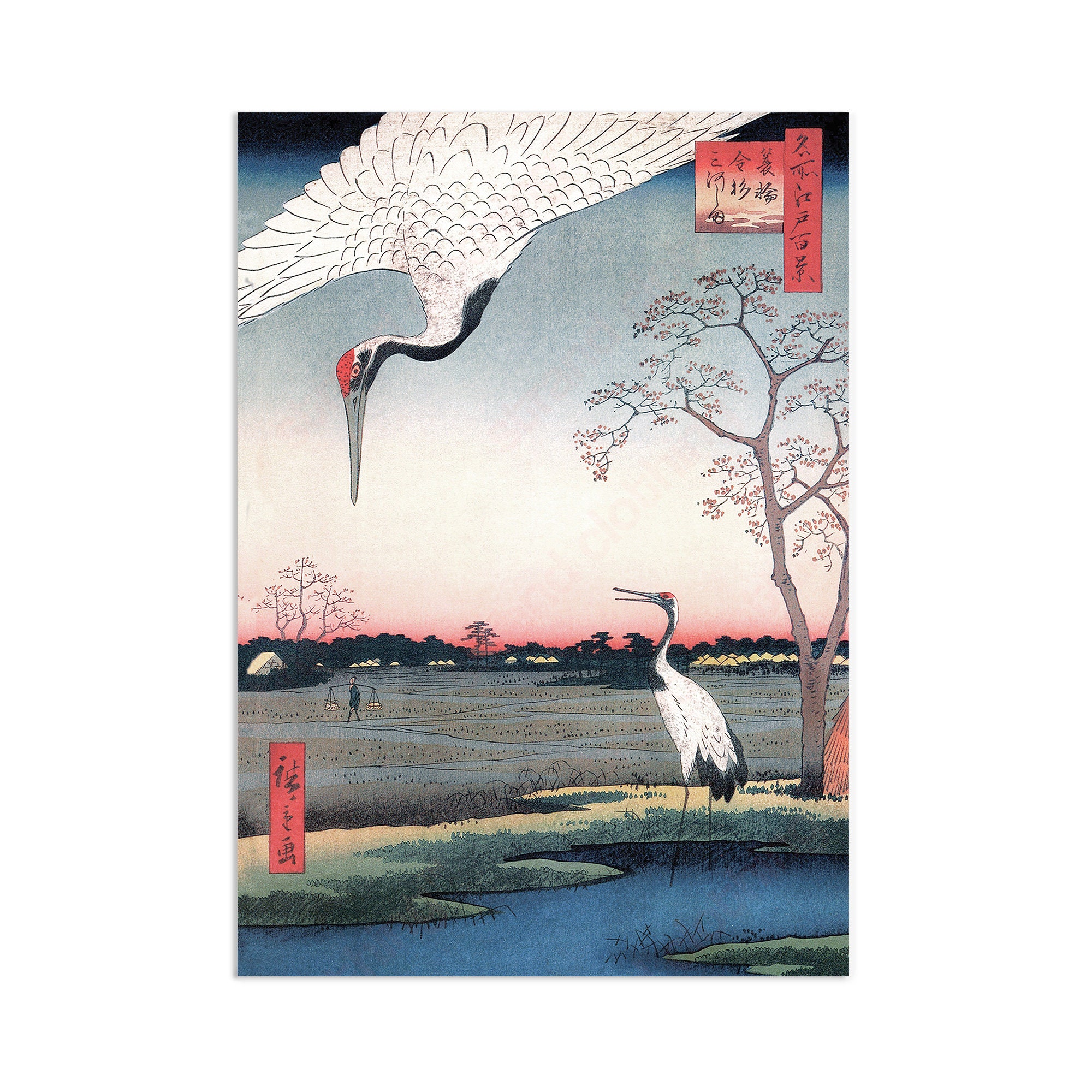 Japanese Ukiyo-e Art Print Poster Woodblock Wall Art Crane