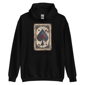 Ace of Spades Carta de Baralho Moletom com Capuz Top Masculino Feminino Unissex Poker Presente Quente Fleece Moletom com Capuz Biker Retro Vintage Estilo Estampa Top