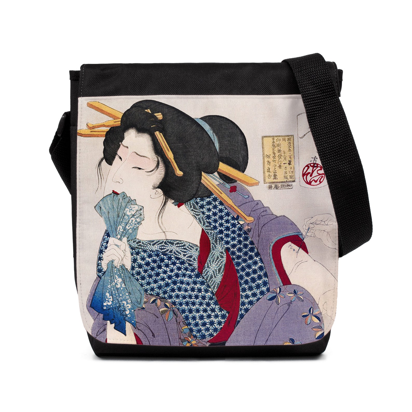Japanese Ukiyo-e Reporter Tablet Bag Woodblock Art Kyoto Reporter Bag.