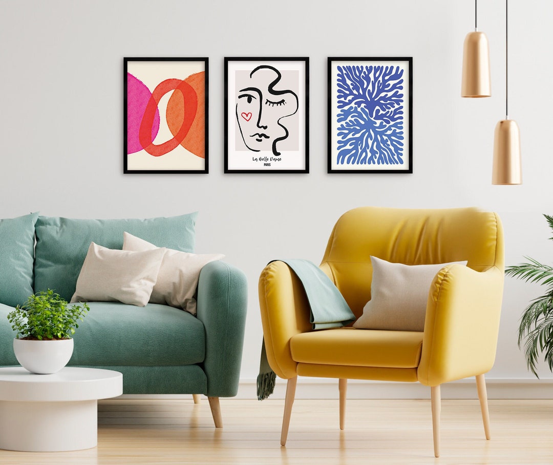 Abstract Framed Art Prints, Set of 3, Modern Home Decor - Etsy
