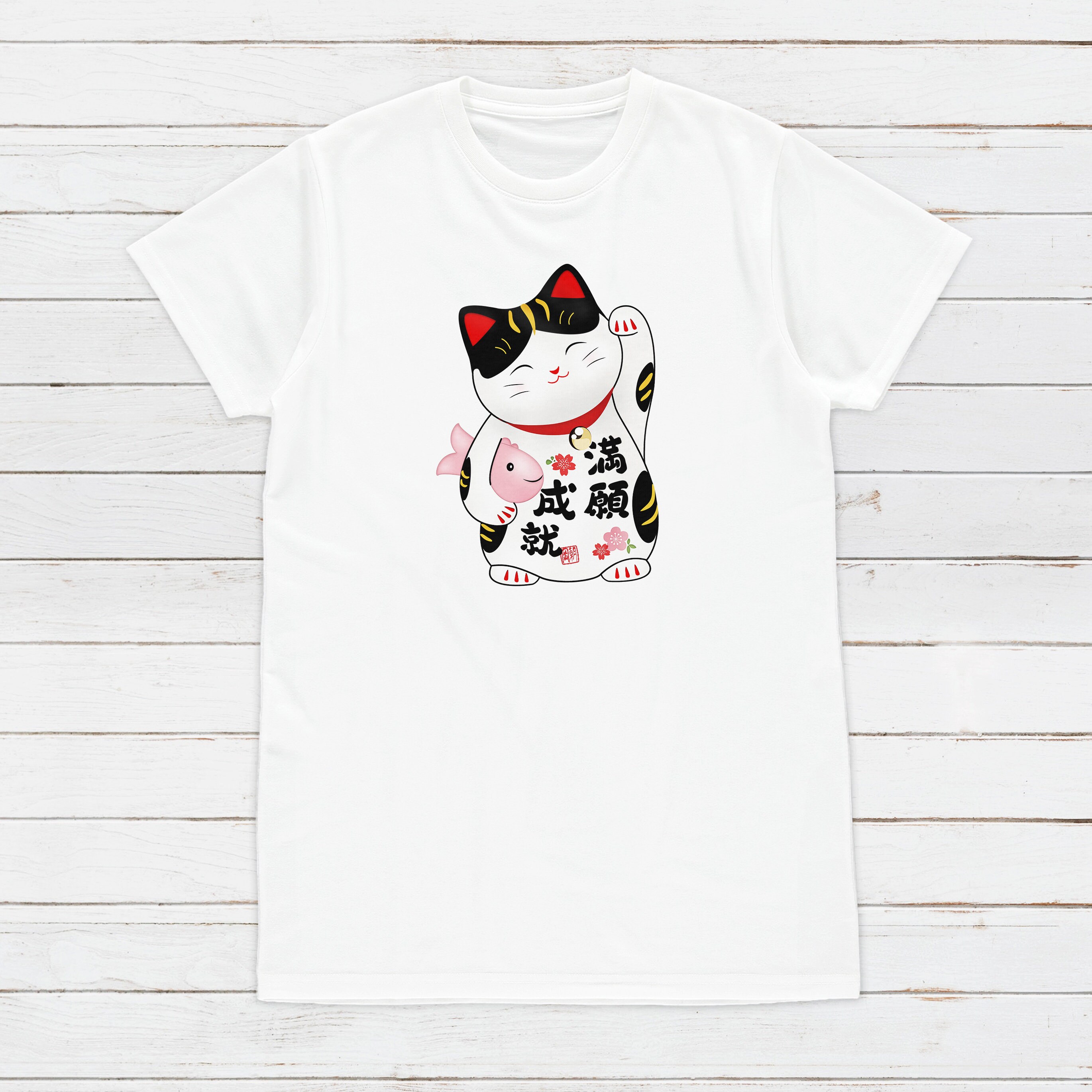 Japanese Lucky Cat Maneki Neko T Shirt Kawaii Japan Cute Anime Manga  Harajuku Kyoto Tokyo Nyan Geek Womens Mens Graphic Printed Tee T-shirt 