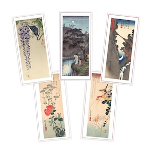 Japanische Ukiyo-e Kunst Grußkarten Geburtstag Jahrestag Luxus Langes 5er Set Karte Holzschnitt Hiroshige Hokusai Wünsche Kalligraphie DL
