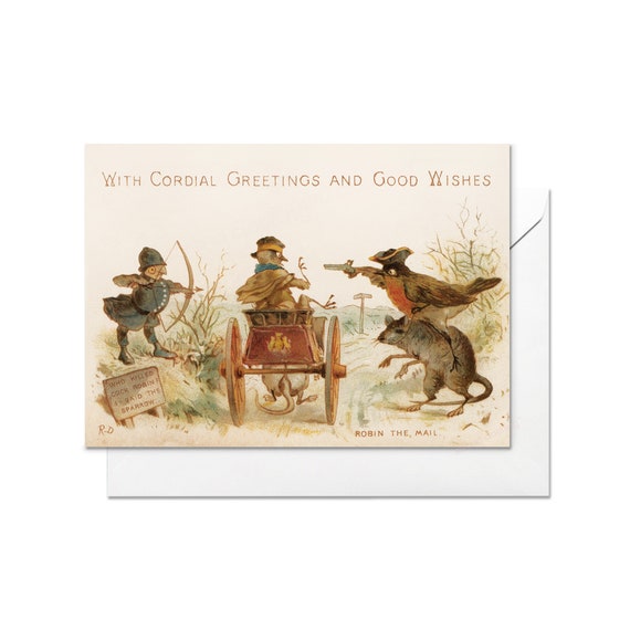 Viktorianische Weihnachtskarten-Set – Skurrile, Lustige Motive Mit Rotkehlchen & Umschlägen | 12.5x17.5cm