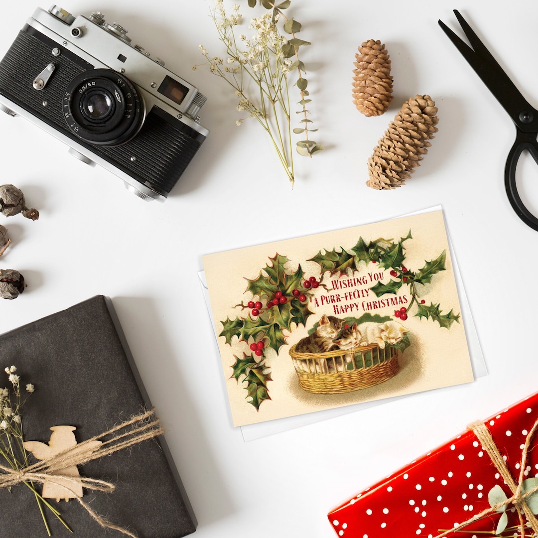 Vintage Weihnachtskarte Im Edwardianischen Stil – Mit Umschlag, 12,5x17,5 Cm, Für Persönliche Grüße