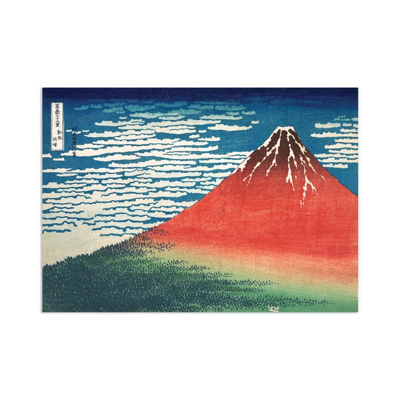 赤い富士山の浮世絵版画｜富士山の木版画ポスター A3 - Etsy 日本
