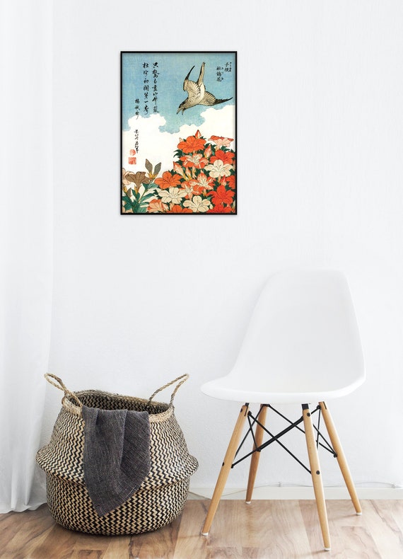 日本の浮世絵アートプリントポスター木版画ウォールアート 葛飾北斎 花