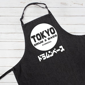 Tokyo Drum and Bass Apron Japanese Baking Cooking Junglist Music DJ DnB & Womens Mens Full Size Long One Size Unique Printed Valentines Gift