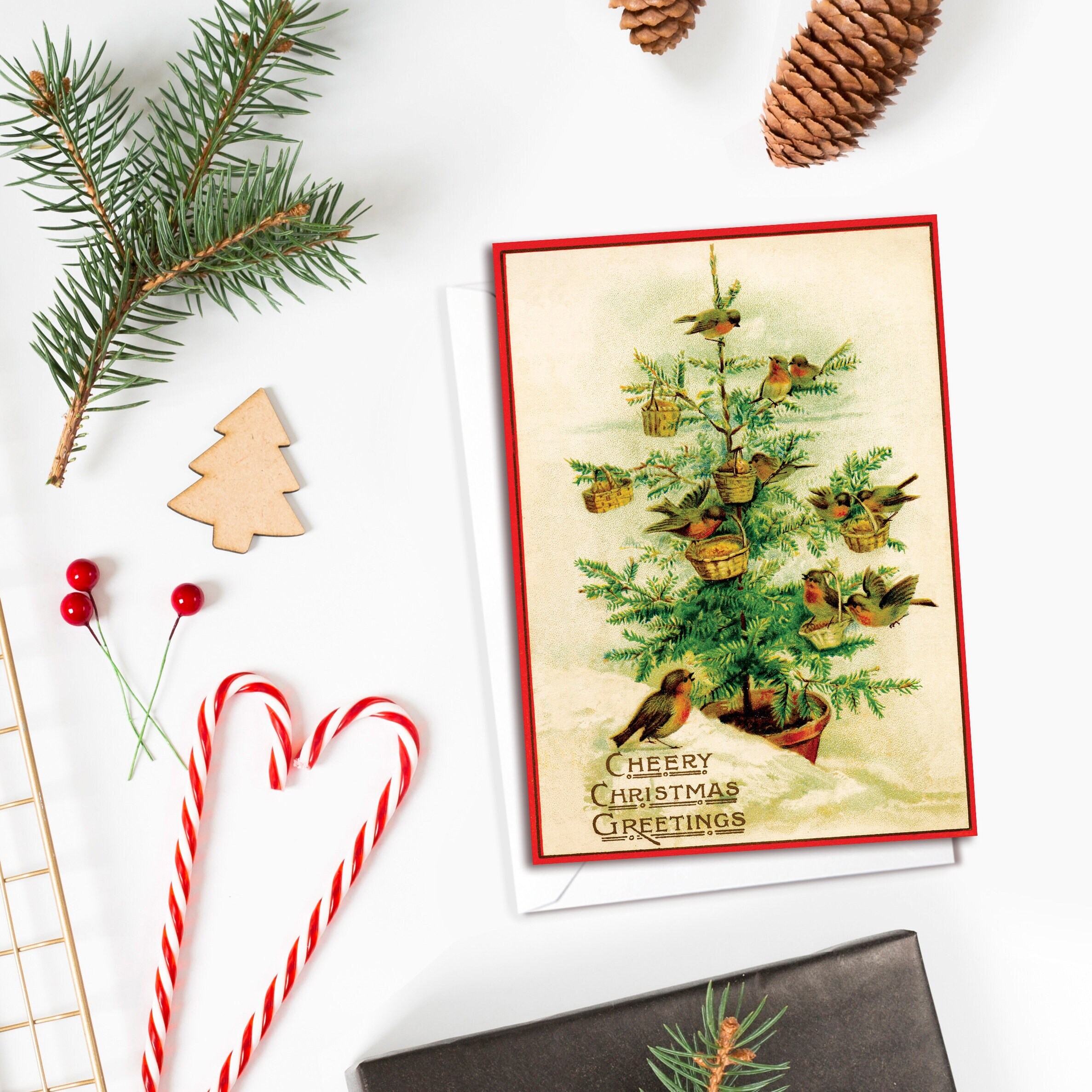 Victorian Greeting Cards Christmas Card Set Xmas Tree New Year - Etsy  Australia