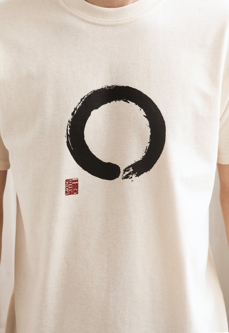 Japanisches T-Shirt Enso Circle Japan Kalligraphie Buddhismus Buddhismus Buddhismus Zen Kampfsport Inspiration ästhetischer Kausal Siebdruck Tee Bild 2