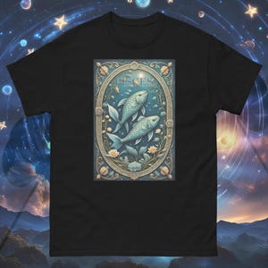 Pisces Sternzeichen T-Shirt Druck Astrologie Sternzeichen Horoskop Tarot März Februar Geburtstag Geschenk für Frauen Astrologische Planeten nettes TShirt Abschlag