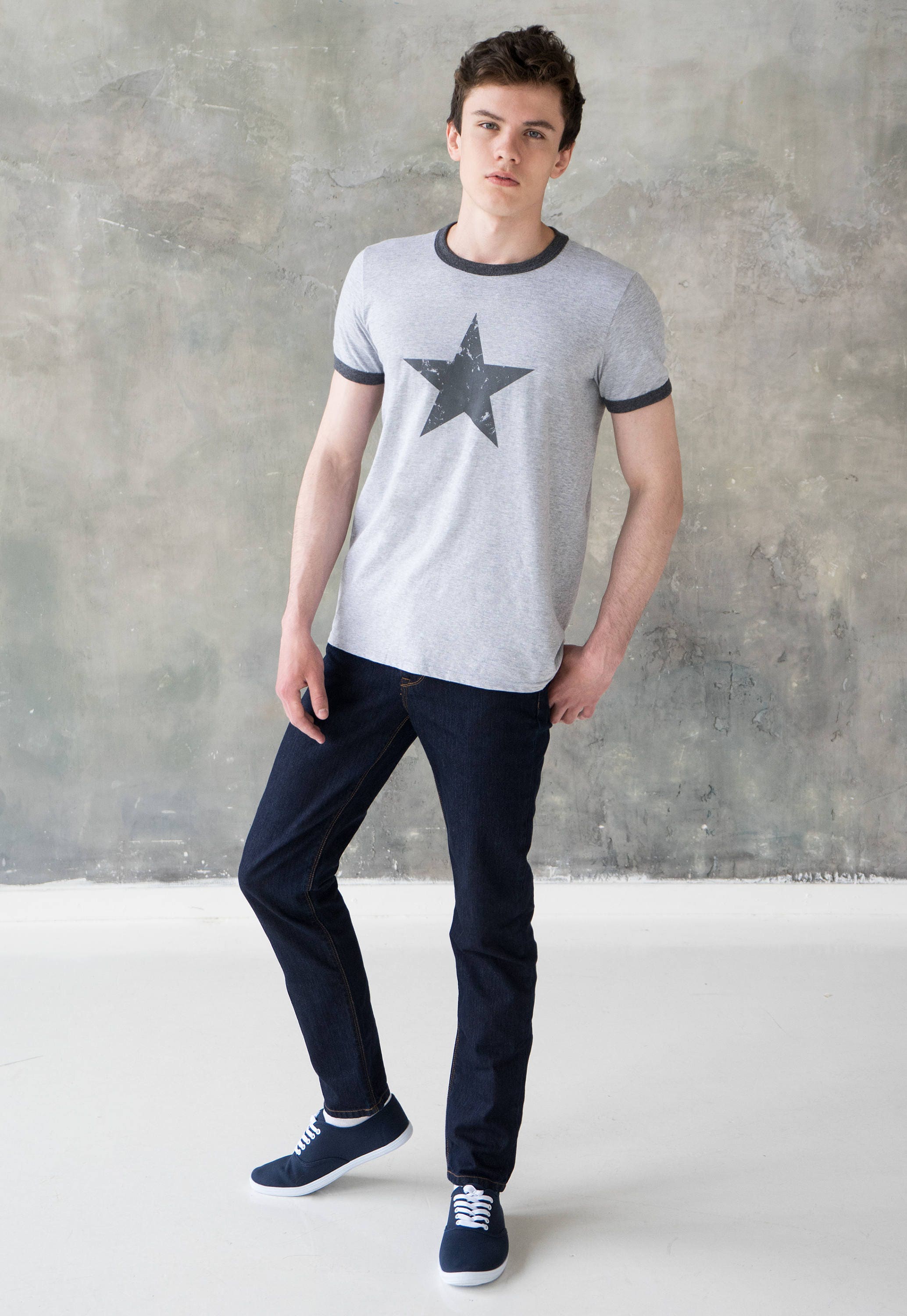 Star Ringer T Shirt - Minimalist Abstract Geometric