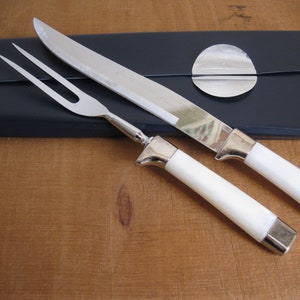Vintage Carving Cutlery Knife Set-Regent-Sheffield England Hollow Ground/Forever Sharp Knife W/ Serving Fork and Case..Reshopgoods