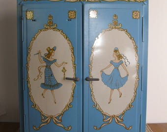 Vintage Tin Wardrobe By Ideal Toy Corp. 1950's Doll Clothes & Accessories Play Closet-Collectible Tin Doll Furniture-Retro Toy
