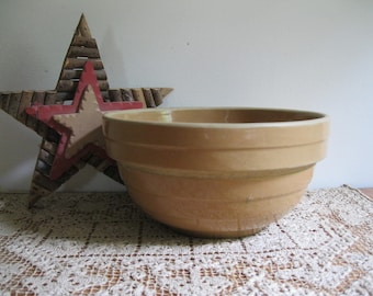 Vintage Stoneware Yellow-ware Pottery Mixing Bowl-Glazed Finish & Ribbed USA 8" Diameter-Cottage/Farmhouse Kitchen...Reshopgoods