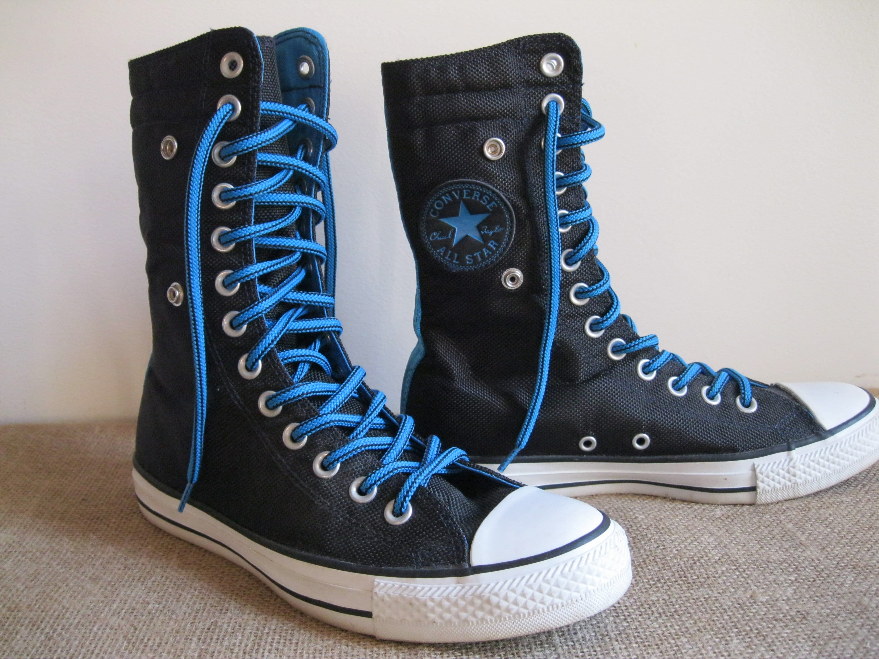 Vintage Converse All Stars Boot Cuff Zapatillas Chuck Taylor negro & Turquoise XHi Tops 13 Eyelets Good Condition...Reshopgoods Vintage Converse All Stars Boot Cuff Zapatillas Zapatillas Zapatillas Chuck Taylor negro & Turquoise XHi Tops 13 Eyelets Good Condition...Reshopgoods 5f268e