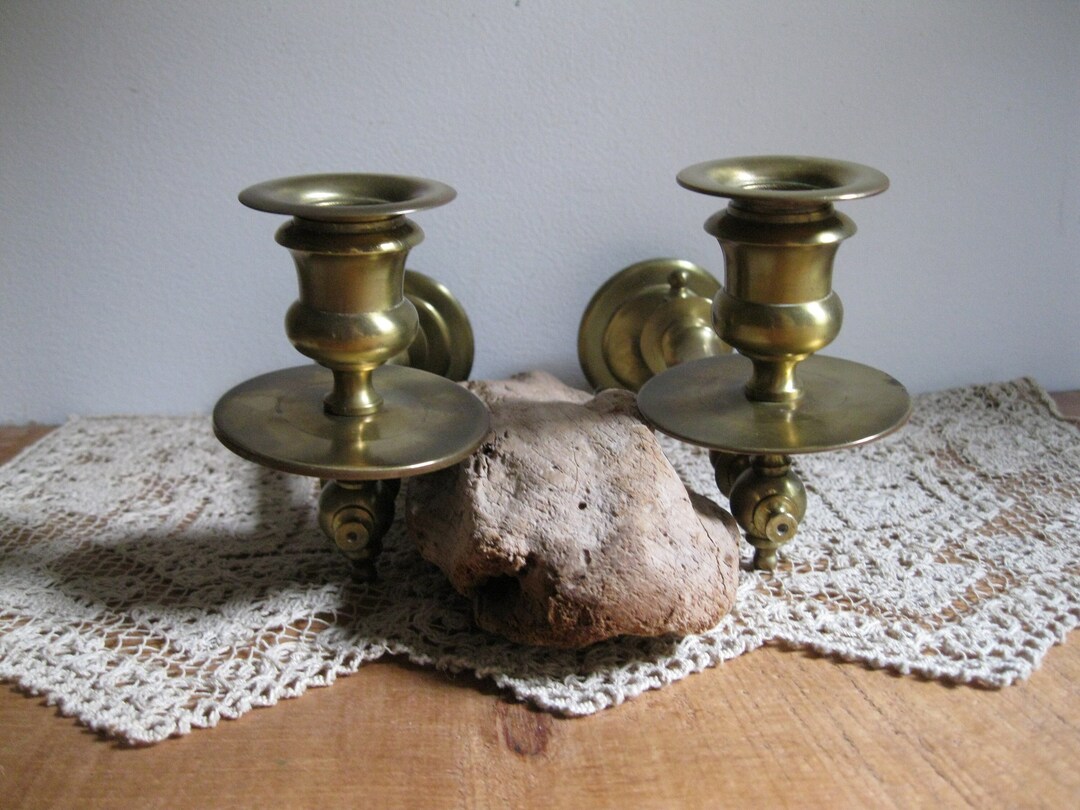 Vintage Ornate Brass Candle Holderswall Mount Swivel Etsy