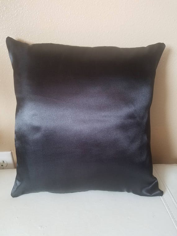 Black Satin Throw Pillow Cover Solid Plain Black Accent Etsy